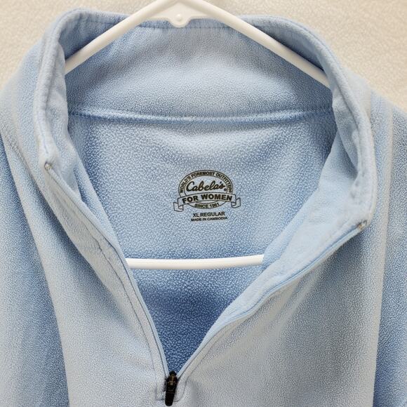 Cabelas Sweatshirt Womens XL Regular Blue 1/4 Zip Long Sleeve 100% Polyester Top - Picture 5 of 11